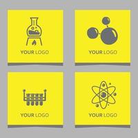 Chemielogos und Laborgeräte auf farbigem Papier, sehr gut geeignet für Firmenlogos mit Bezug zu Chemie und Labor vektor