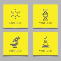 kemisk logotyper och laboratorium Utrustning dragen på färgad papper, mycket lämplig för företag logotyper relaterad till kemi och laboratorier vektor