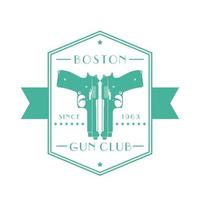 Gun Club Vintage Emblem, Logo mit Pistolen, zwei Waffen auf Emblem, Vektorillustration vektor