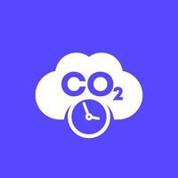 CO2-Gas, Kohlendioxidemissionen und Zeitsymbol, Vektor