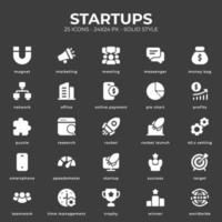 Startups Icon Pack mit schwarzer Farbe vektor