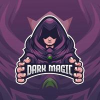 dunkles magier-maskottchen-logo-design vektor