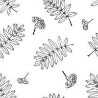 Nahtloses Muster mit herbstlichen Ebereschenblättern. Herbstferien Hintergrund. hand gezeichnete vektorillustration. vektor