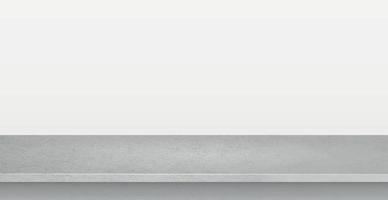 Arbeitsplatte aus grauem Betonstein auf weißem Panoramahintergrund, Werbe-Webvorlage - Vektor