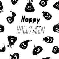 Lycklig halloween. sömlös mönster för halloween. pumpor med ansikten. Pumpalykta. svart och vit sömlös mönster. vektor illustration