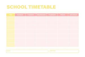 rosa und gelbe Schulstundenplan-Vektorvorlage vektor
