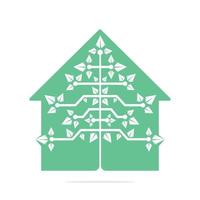 digitales weihnachtsbaumlogo für zu hause. technische Dreiecksbaum-Vektorschablonendesign. vektor