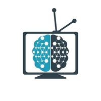 Logo-Design für Gehirn-TV-Verbindung. digitale Brain-TV-Vektor-Logo-Vorlage. vektor