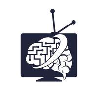 Logo-Design für Gehirn-TV-Verbindung. digitale Brain-TV-Vektor-Logo-Vorlage. vektor