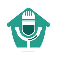 Podcast-Home-Vektor-Logo-Design. Studio Home-Logo-Konzeptdesign. vektor