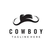 einfache Silhouette Cowboy-Hut-Logo-Template-Design isoliert auf schwarzem und weißem Hintergrund. vektor