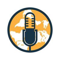 Podcast-Planet-Symbol-Logo-Design. Broadcast-Entertainment-Business-Logo-Vorlage-Vektor-Illustration. vektor