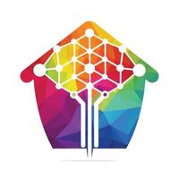 Haus der digitalen Baumlogo-Designkonzepte. logo für bildungslernen und technologieunternehmen zu hause. vektor