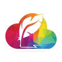 Cloud-Feder-Feder-Pen-Logo-Vektor-Design. flaches Design der Schriftstellerikone mit Farbe für Identität, Geschäft und Knopf. vektor