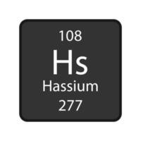 Hassium-Symbol. chemisches Element des Periodensystems. Vektor-Illustration. vektor