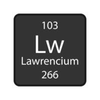 lawrencium symbol. kemiskt element i det periodiska systemet. vektor illustration.