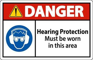fara hörsel skydd måste vara bärs tecken på vit bakgrund vektor