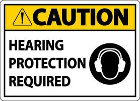 Achtung Gehörschutz erforderlich Schild auf weißem Hintergrund vektor
