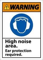 varning hörselskydd krävs tecken på vit bakgrund vektor