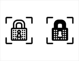 biometrisches Symbol. Umrisssymbol und solides Symbol vektor