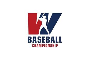 Buchstabe w mit Baseball-Logo-Design. Vektordesign-Vorlagenelemente für Sportteams oder Corporate Identity. vektor
