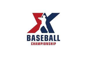 bokstaven x med baseball logotyp design. vektor designmallelement för sportlag eller företagsidentitet.