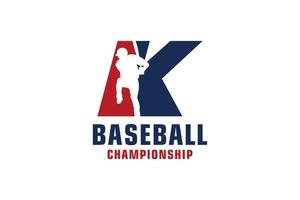Buchstabe k mit Baseball-Logo-Design. Vektordesign-Vorlagenelemente für Sportteams oder Corporate Identity. vektor