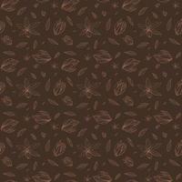 brun sömlös mönster med skisse hand drawind geometrisk blomstrande blomma. ylang-ilang textil- vektor skriva ut