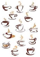 Symbole für heißen braunen Kaffee vektor