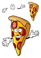 skiva av tecknad serie pizza vektor