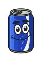 blå tecknad serie soda eller mjuk dryck kan vektor