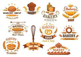 stor uppsättning av bageri etiketter eller märken vektor