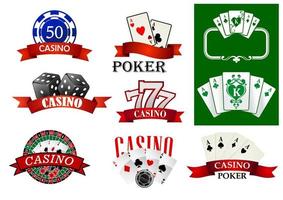 Casino- und Poker-Embleme oder -Abzeichen vektor