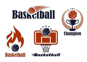 embleme und symbole des basketballsportteams vektor