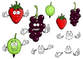 vinbär, jordgubbar och krusbär frukt vektor