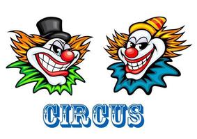 färgrik cirkus clowner tecken vektor