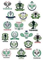 tennis heraldische embleme mit sportartikeln vektor