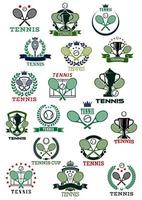 tennis heraldisk emblem med sport objekt vektor