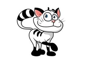 niedliche schwarz-weiß gestreifte Cartoon-Katze vektor