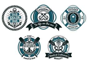 Embleme für Seefahrer und Meeresabenteuer vektor