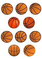 Set aus orangefarbenen Gummi-Basketballbällen vektor