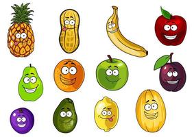färgrik frukt och grönsaker tecknad serie tecken vektor