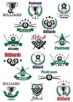 Billard-, Snooker- und Pool-Embleme vektor