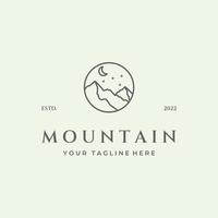 Moon Mountain Logo Design Line Art Vektor minimalistisch