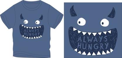 alltid hungrig monster grafisk design vektor illustration