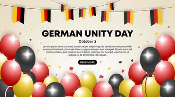 deutscher einheitstag hintergrund mit luftballons und flaggendekoration vektor