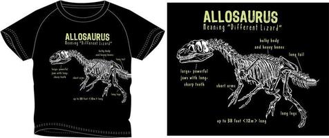 allosaurus skelett trendig eleganta t skjorta grafisk design vektor