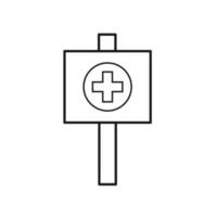Vektorumrisssymbol geeignet für Internetseiten, Websites, Geschäfte, Geschäfte, soziale Netzwerke. editierbarer Strich. Liniensymbol des medizinischen Kreuzes auf dem Banner vektor