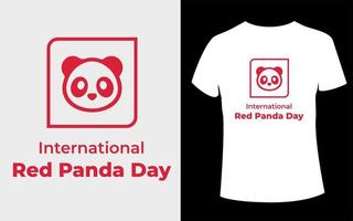 internationales t-shirt-design des roten pandatages mit pandavektor vektor