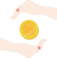 slovakia hand dragen flagga, slovakiska koruna hand dragen vektor